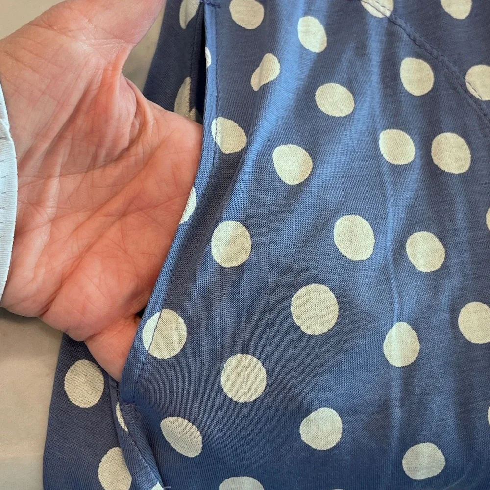 Gudrun Sjoden Polka Dot Tunic Dress Blue White Size L Pockets Organic Cotton‎ - Picture 8 of 9
